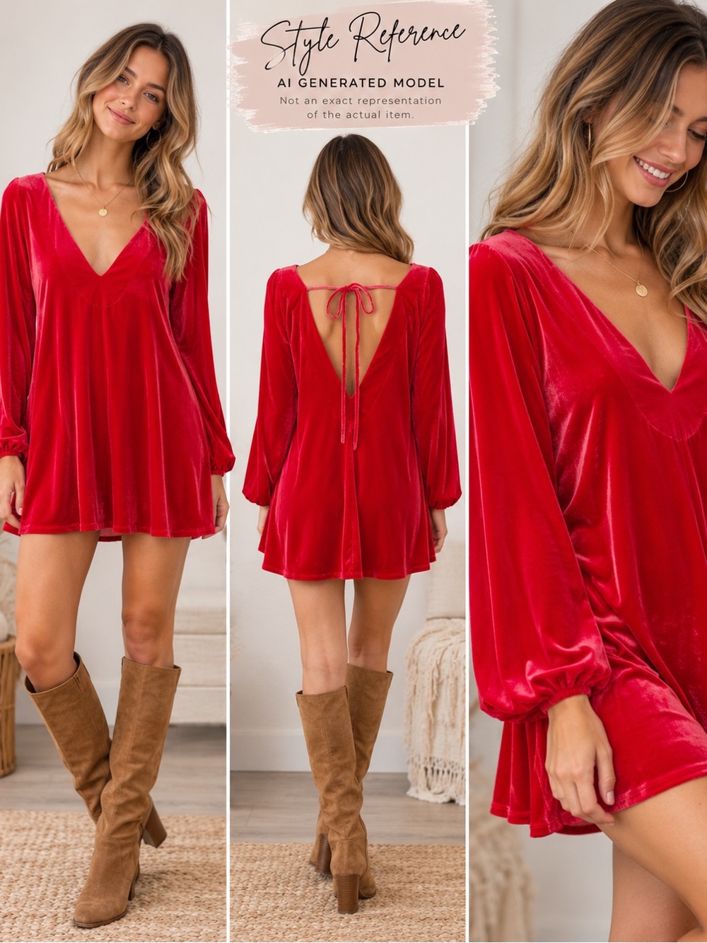 Free People Misha Velvet Mini Dress M Pink Red Open Back Tie Long Sleeve